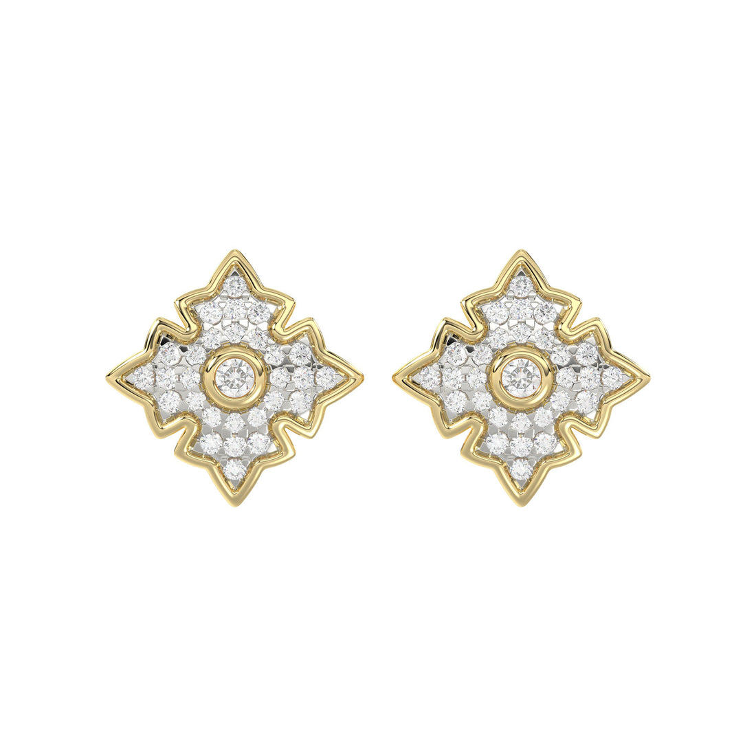 LADIES EARRING 0.25CT ROUND DIAMOND 10K YELLOW GOLD