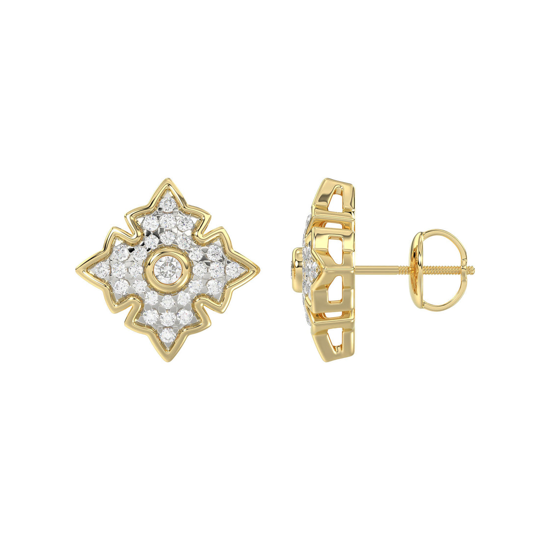 LADIES EARRING 0.25CT ROUND DIAMOND 10K YELLOW GOLD