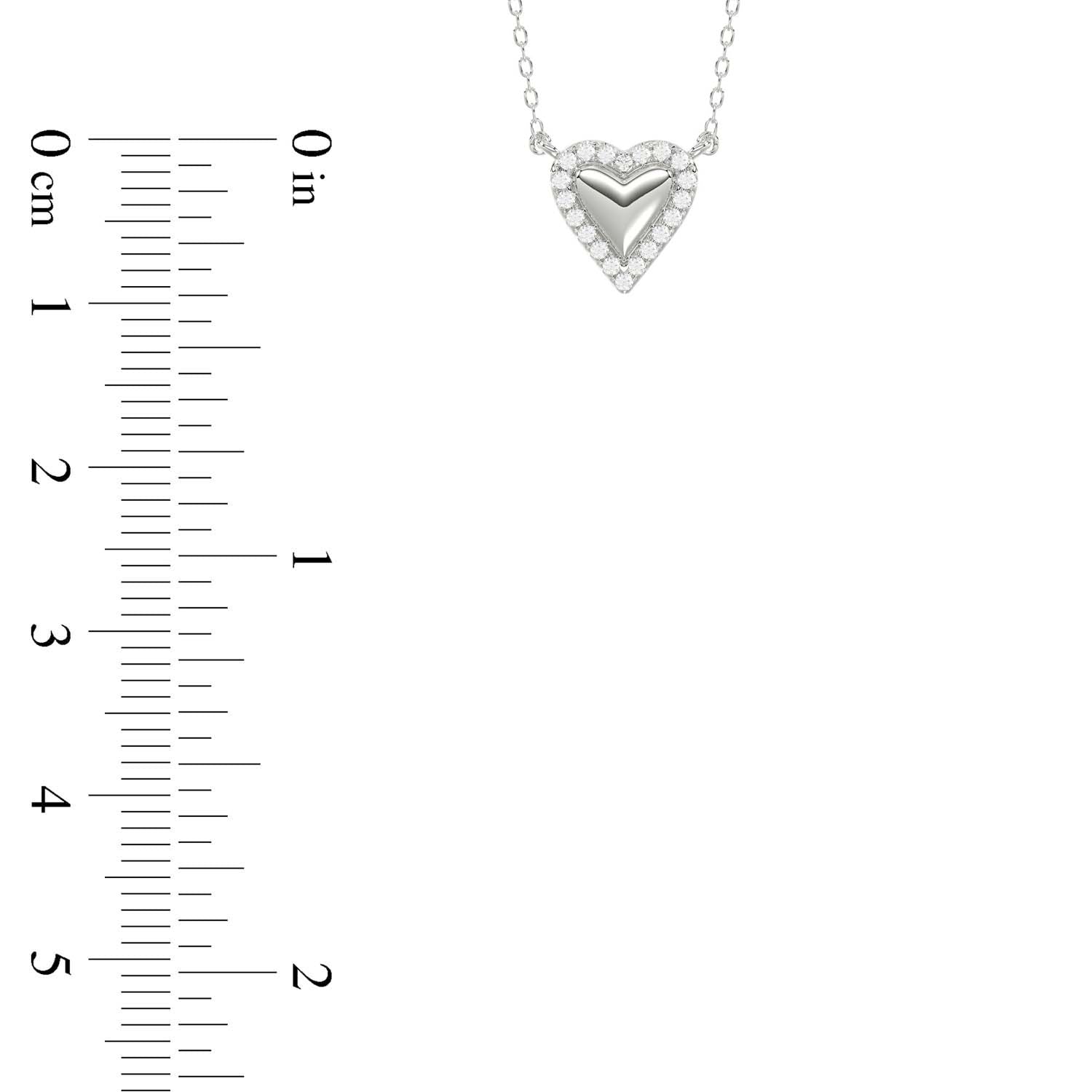 Round Diamond Heart Necklace, 0.10Ct Sterling Silver  Love Necklace, Minimal Heart Charm Pendant For Your Loved One, Girlfriend Gift