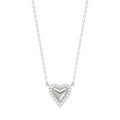 Round Diamond Heart Necklace, 0.10Ct Sterling Silver  Love Necklace, Minimal Heart Charm Pendant For Your Loved One, Girlfriend Gift