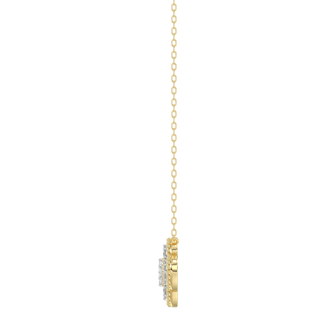 LADIES PENDANT 0.25CT ROUND/BAGUETTE DIAMOND 10K YELLOW GOLD