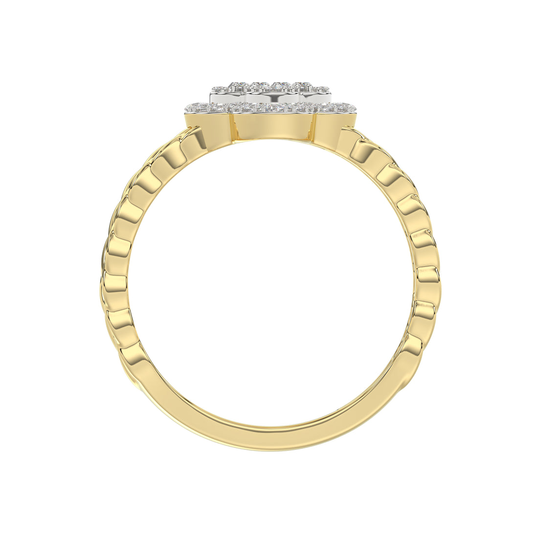 LADIES RING 0.25CT ROUND/BAGUETTE DIAMOND 10K YELLOW GOLD