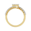 LADIES RING 0.65CT ROUND/BAGUETTE DIAMOND 14K YELLOW GOLD