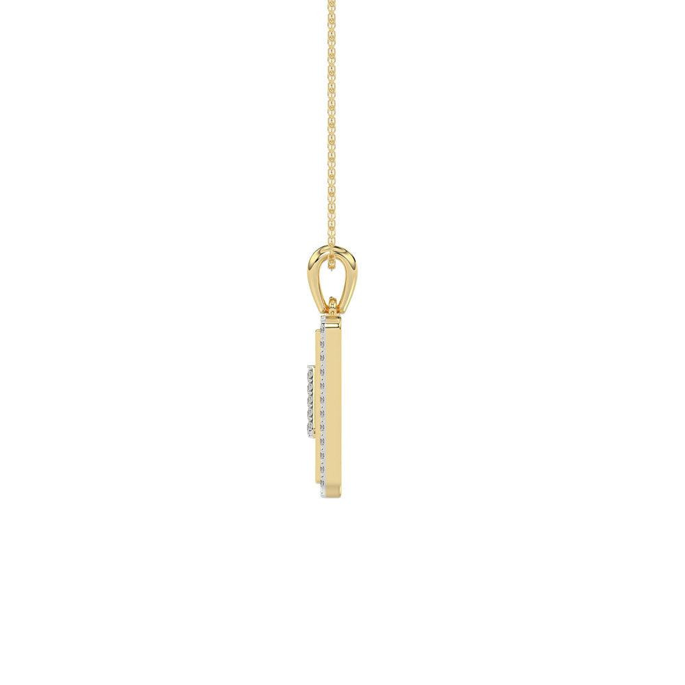 10K Yellow Gold letter 'D' Fashion Pendant With Chain - 0.20 CT Round Diamond Ladies Jewelry Gift