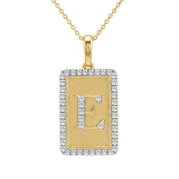 10K Yellow Gold letter 'E' Fashion Pendant With Chain - 0.20 CT Round Diamond Ladies Jewelry Gift