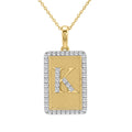 10K Yellow Gold letter 'K' Fashion Pendant With Chain - 0.20 CT Round Diamond Ladies Jewelry Gift