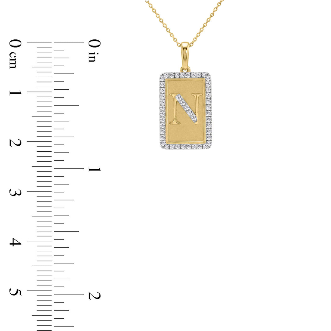 Elegant Ladies 0.20Ct Round Diamond “N Alphabet Fashion Pendant With Chain – 10K Yellow Gold
