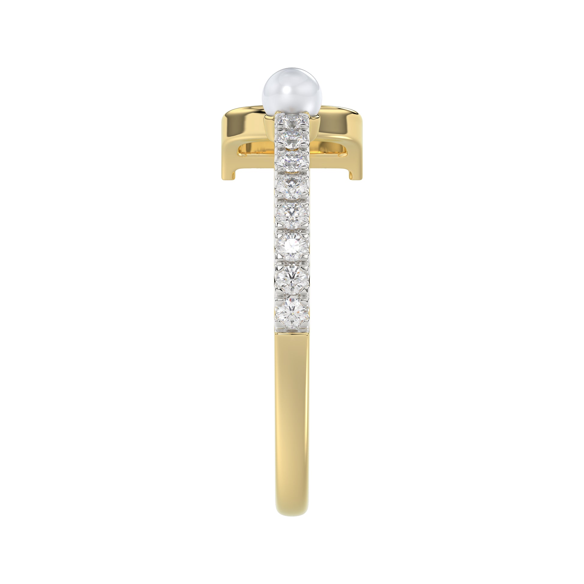 LADIES RING 0.10CT ROUND/PEARL DIAMOND 10K YELLOW GOLD