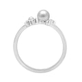 Sterling Silver 0.10Ct Round Diamond & White Pearl Cluster Ring Elegant Ladies Fashion & Engagement Ring