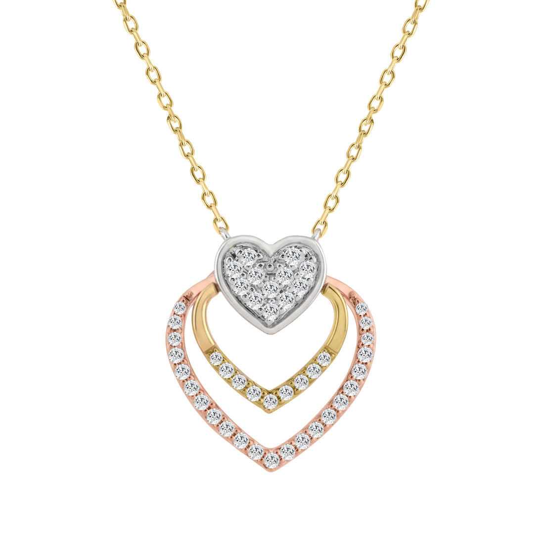 10K WHITE/YELLOW/ROSE  GOLD LADIES FASHION HEART SHAPE PENDANT INCLUDES WITH CHAIN  0.25CT ROUND NATURAL DIAMOND