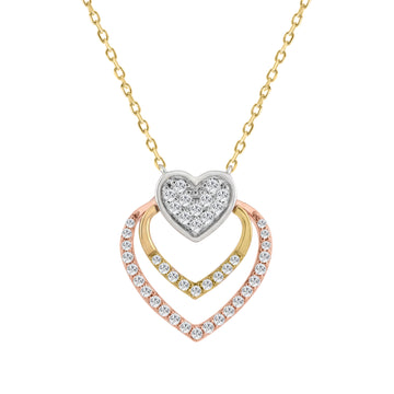 10K WHITE/YELLOW/ROSE  GOLD LADIES FASHION HEART SHAPE PENDANT INCLUDES WITH CHAIN  0.25CT ROUND NATURAL DIAMOND