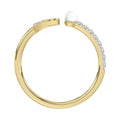 Women’S 10K Yellow Gold Letter “C” Diamond & Pearl Ring 0.10Ct Round Diamond Fine Jewelry