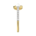 Women’S 10K Yellow Gold Letter “C” Diamond & Pearl Ring 0.10Ct Round Diamond Fine Jewelry