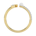 Women’S 10K Yellow Gold Letter “F” Diamond & Pearl Ring 0.10Ct Round Diamond Fine Jewelry