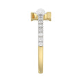 Women’S 10K Yellow Gold Letter “F” Diamond & Pearl Ring 0.10Ct Round Diamond Fine Jewelry