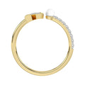 Women’S 10K Yellow Gold Letter “N” Diamond & Pearl Ring 0.10Ct Round Diamond Fine Jewelry