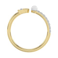 Women’S 10K Yellow Gold Letter “P” Diamond & Pearl Ring 0.10Ct Round Diamond Fine Jewelry