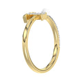 Women’S 10K Yellow Gold Letter “T” Diamond & Pearl Ring 0.10Ct Round Diamond Fine Jewelry