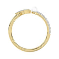 Women’S 10K Yellow Gold Letter “V” Diamond & Pearl Ring 0.10Ct Round Diamond Fine Jewelry
