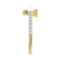 Women’S 10K Yellow Gold Letter “V” Diamond & Pearl Ring 0.10Ct Round Diamond Fine Jewelry