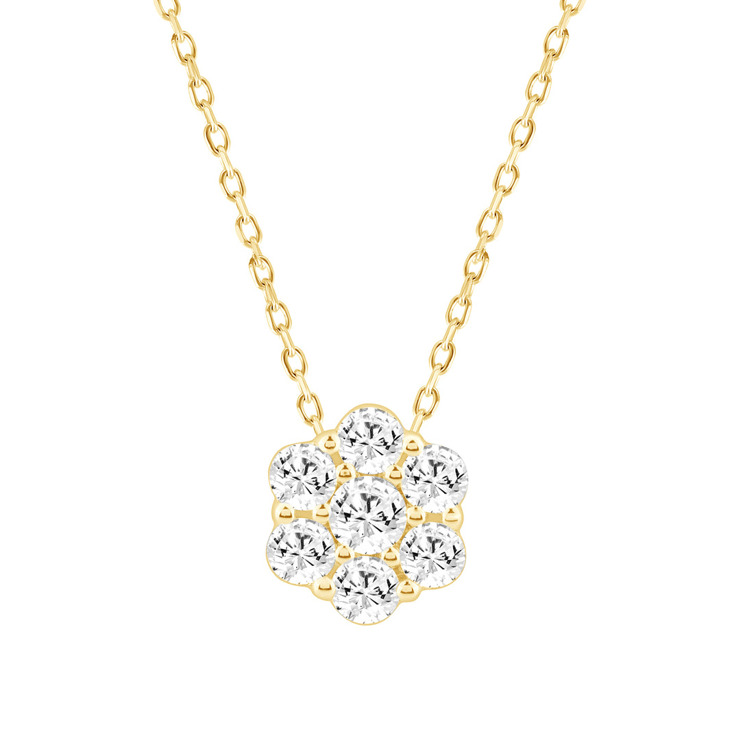LADIES PENDANT WITH CHAIN 0.50CT ROUND DIAMOND 14K YELLOW GOLD