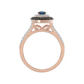 LADIES RING 0.55CT ROUND/ROUND BLUE/DARK BROWN DIAMOND 14K ROSE GOLD