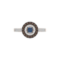 LADIES RING 0.55CT ROUND/ROUND BLUE/DARK BROWN DIAMOND 14K ROSE GOLD