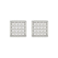 Sterling Silver White 0.10CT Round Diamond Yuva Square Cluster Earrings Women’S Fine Jewelry