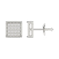 Sterling Silver White 0.10CT Round Diamond Yuva Square Cluster Earrings Women’S Fine Jewelry