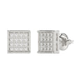 Sterling Silver White 0.10CT Round Diamond Yuva Square Cluster Earrings Women’S Fine Jewelry