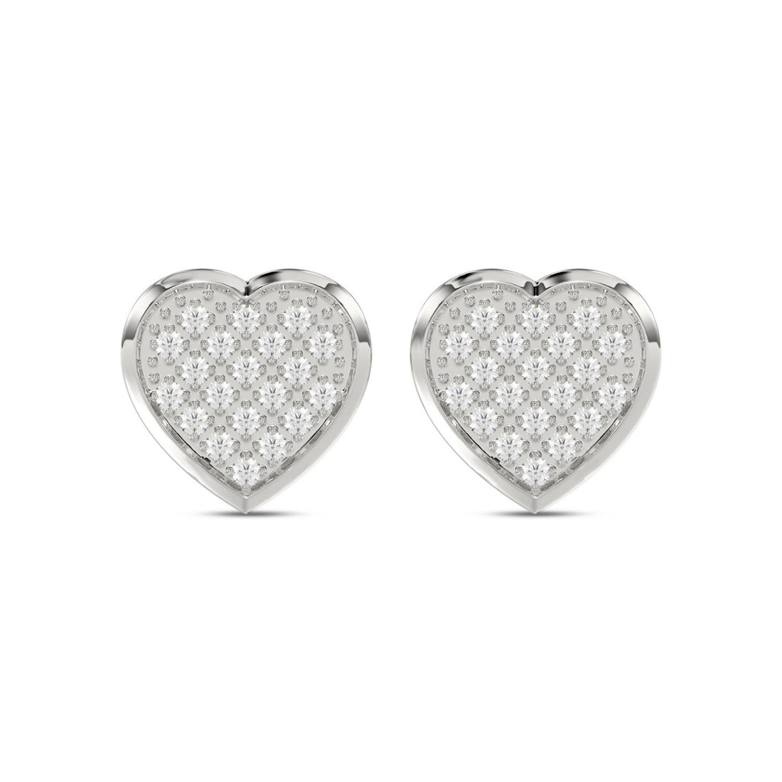 Women’S Sterling Silver Yuva White 0.15CT Round Diamond Heart Earrings Elegant Fine Jewelry