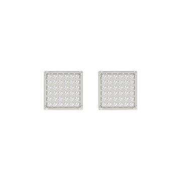 Sterling Silver White 0.25CT Round Diamond Yuva Square Cluster Earrings Women’S Fine Jewelry