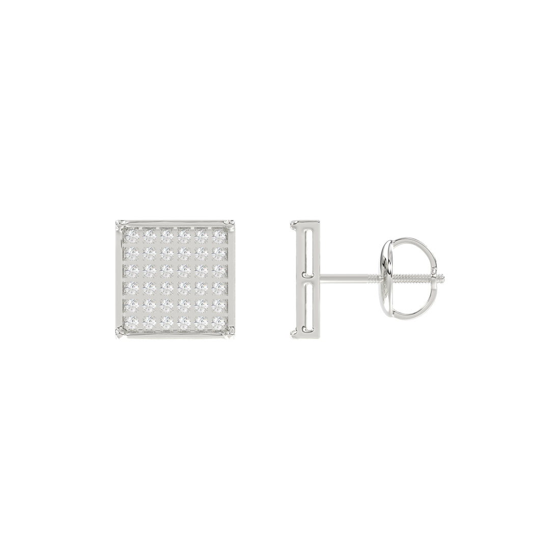 Sterling Silver White 0.25CT Round Diamond Yuva Square Cluster Earrings Women’S Fine Jewelry