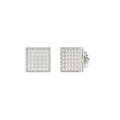 Sterling Silver White 0.25CT Round Diamond Yuva Square Cluster Earrings Women’S Fine Jewelry