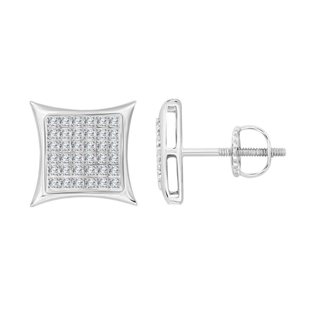 Sterling Silver 0.25Ct Round Diamond Kite Design Cluster Earrings Elegant Yuva Fashion Earrings