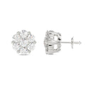 LADIES FLOWER EARRINGS 0.15CT ROUND DIAMOND 10K WHITE GOLD