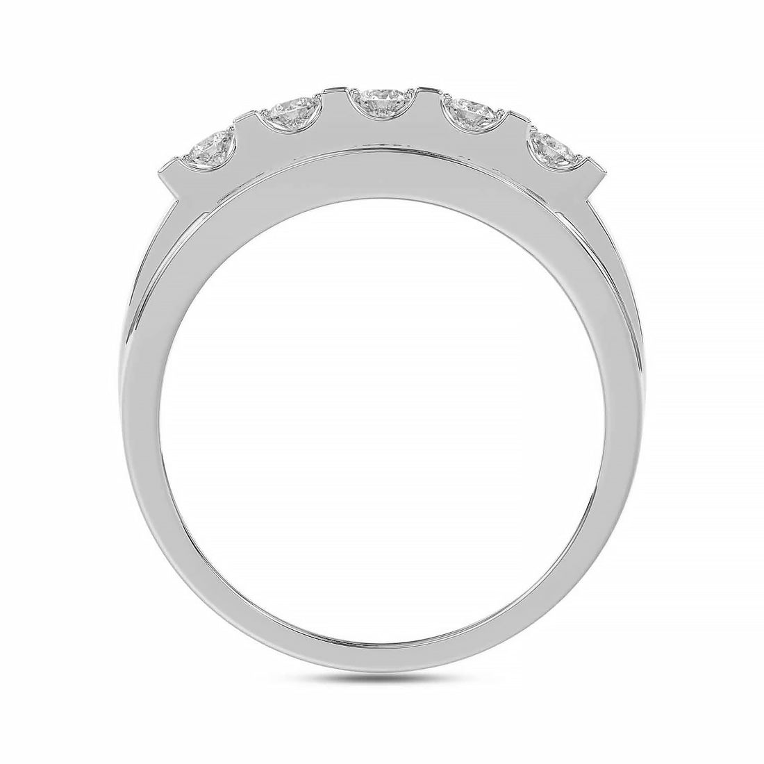 MEN'S BAND 1.50CT ROUND DIAMOND 10K WHITE GOLD