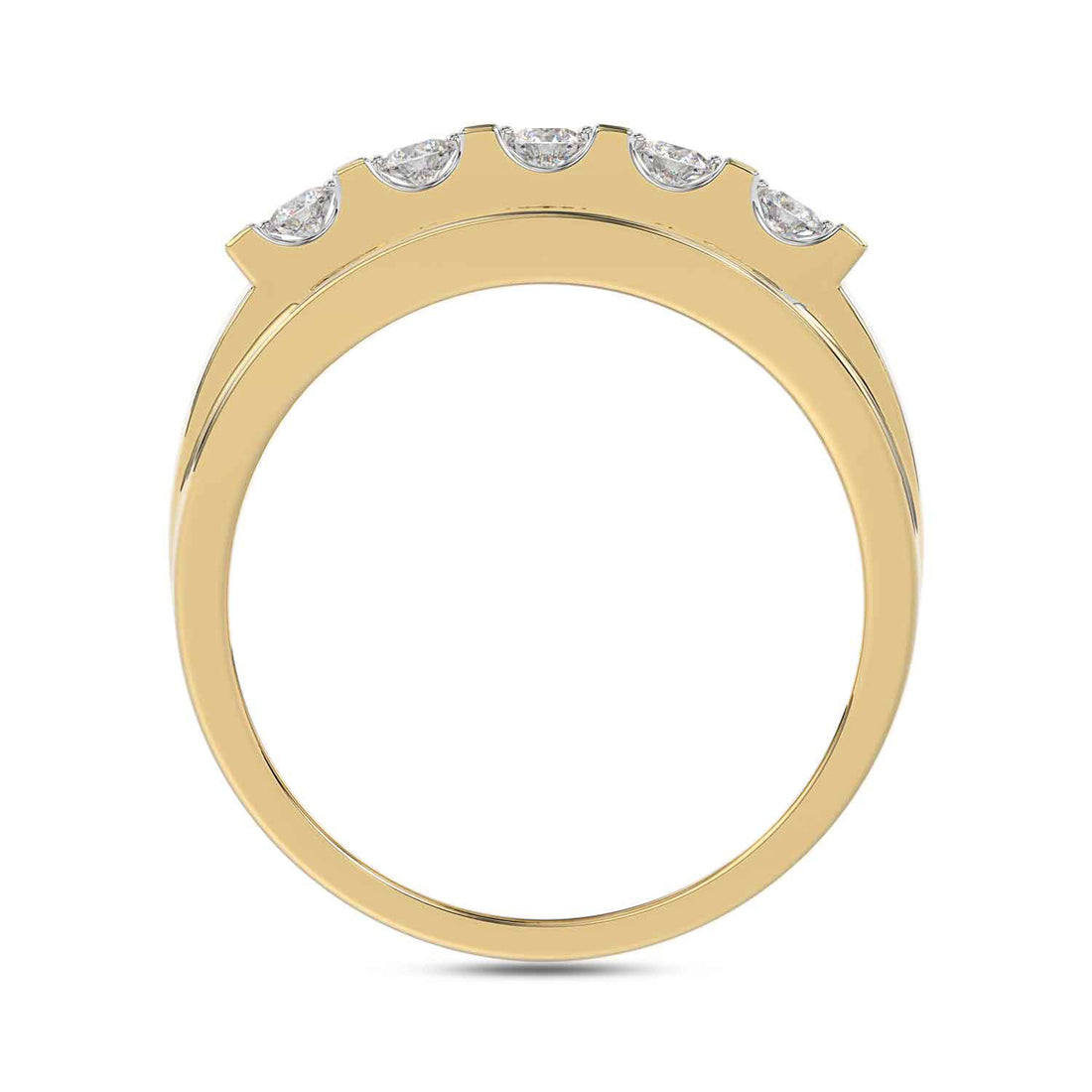 MEN'S BAND 1.50CT ROUND DIAMOND 10K YELLOW GOLD
