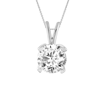 SOLITAIRE LADIES PENDANT 0.33CT ROUND DIAMOND 14K WHITE GOLD