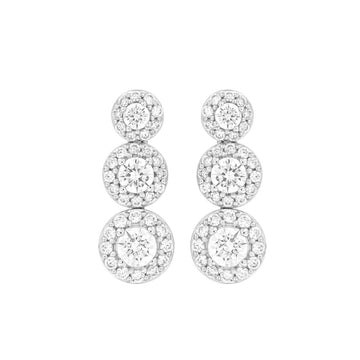 LADIES EARRINGS 3 3/4CT ROUND DIAMOND 14K WHITE GOLD (CENTER STONE ROUND DIAMOND 1 1/3C T )