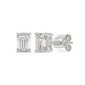 14K WHITE GOLD 2CT EMERALD DIAMOND LADIES SOLITAIRE EARRINGS 