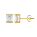 14K YELLOW GOLD 2CT EMERALD DIAMOND LADIES SOLITAIRE EARRINGS 