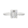 LADIES SOLITAIRE RING 2CT EMERALD DIAMOND 14K WHITE GOLD