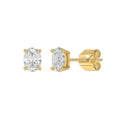 LADIES SOLITAIRE EARRINGS 1 1/2CT OVAL DIAMOND 14K YELLOW GOLD