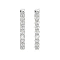 LADIES HOOP EARRINGS 5CT ROUND DIAMOND 14K WHITE GOLD