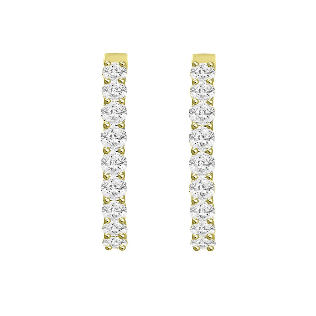 LADIES HOOP EARRINGS 5CT ROUND DIAMOND 14K YELLOW GOLD