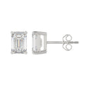 LADIES SOLITAIRE EARRINGS 3CT EMERALD DIAMOND 14K WHITE GOLD