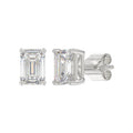 LADIES SOLITAIRE EARRINGS 3CT EMERALD DIAMOND 14K WHITE GOLD