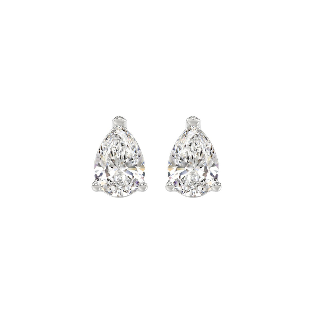 LADIES SOLITAIRE EARRINGS 2CT PEAR DIAMOND 14K WHITE GOLD