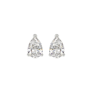 LADIES SOLITAIRE EARRINGS 2CT PEAR DIAMOND 14K WHITE GOLD